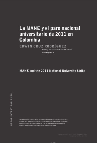La MANE y el paro nacional universitario del 2011 en Colombia