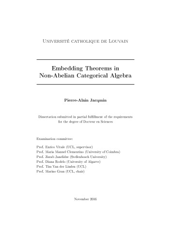 Embedding Theorems in Non-Abelian Categorical Algebra