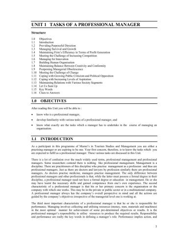 Master of Tourism and Travel Management (MTTM) Semester-I