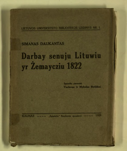 Darbay senuju Lituwiu yr Żemaycziu 1822