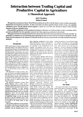 Interaction between Trading Capital and Productive Capital in Agriculture A Theoretical Approach