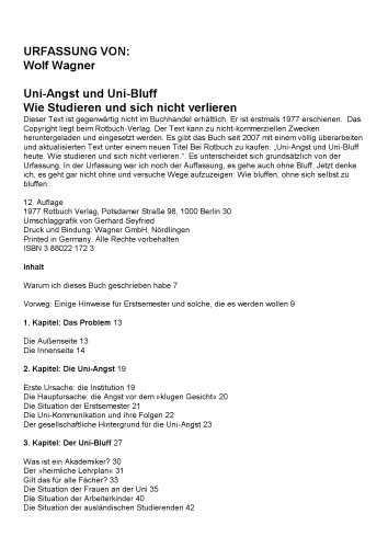 Uni-Angst und Uni-Bluff