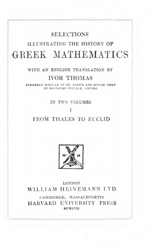 Selections illustrating the History of Greek Mathematics