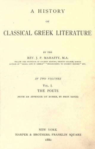 A History of Classical Greek Literature