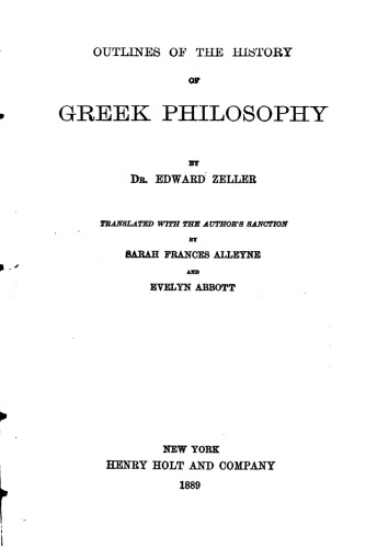 OUTLINES OF THE HISTORY OF GREEK PHILOSOPHY