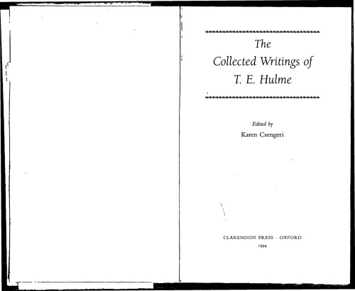 The Collected Writings of T.E. Hulme