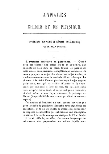 Annales de chimie et de physique - Mouvement brownien et réalité moléculaire