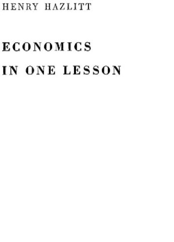 Economics in One Lesson