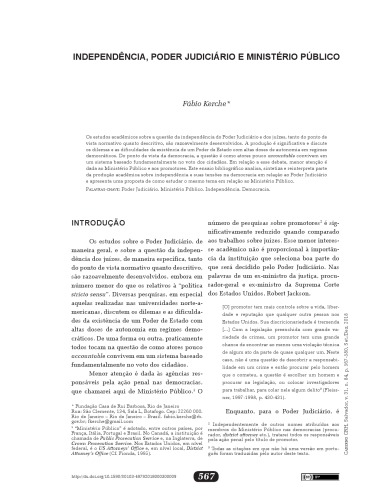 INDEPENDÊNCIA, PODER JUDICIÁRIO E MINISTÉRIO PÚBLICO