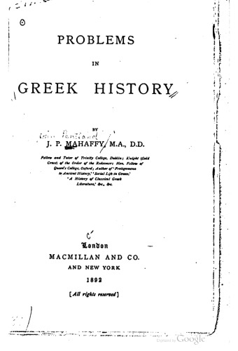 PROBLEMS IN GREEK HISTORY