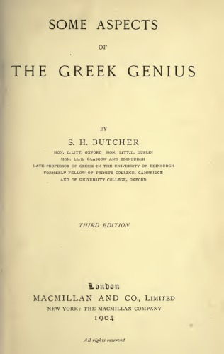 SOME ASPECTS OF THE GREEK GENIUS