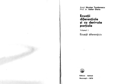 Ecuații diferențiale și cu derivate parțiale