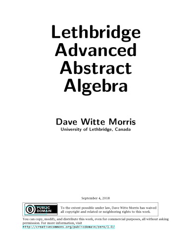 Lethbridge Advanced Abstract Algebra