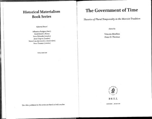 The Government of Time: Theories of Plural Temporality in the Marxist Tradition