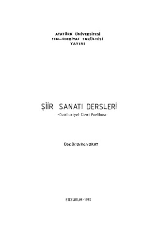 Şiir Sanatı Dersleri Cumhuriyet Devri Poetikası