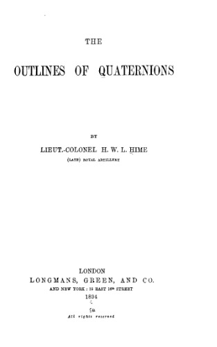 The outlines of quaternions