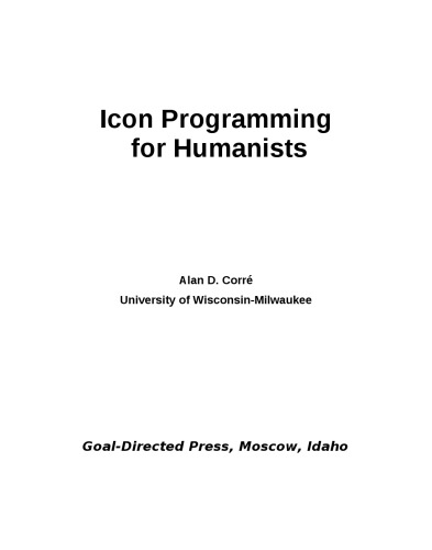 Icon Programming for Humanists [2nd ed.]