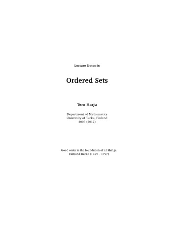 Lecture Notes in Ordered Sets