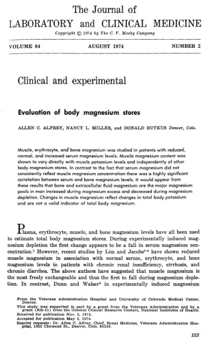 Evaluation of body magnesium stores