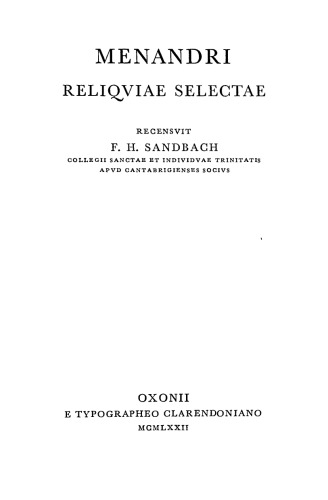 Menandri reliquiae selectae