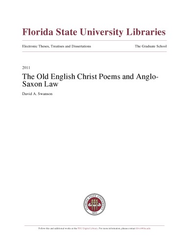 The Old English Christ Poems and Anglo-Saxon Law