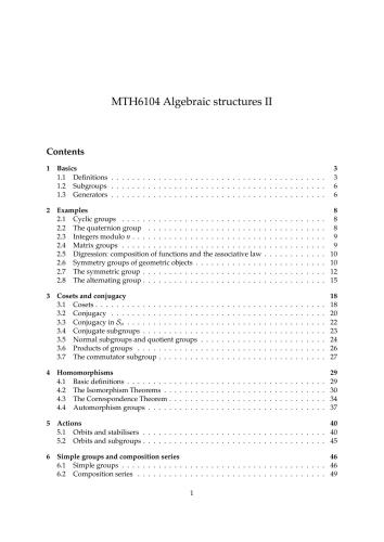 MTH6104: Group theory, 2018/2019