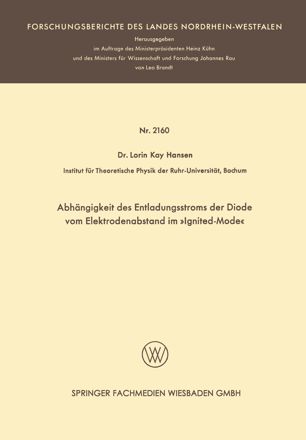 Abhängigkeit des Entladungsstroms der Diode vom Elektrodenabstand im »Ignited-Mode«