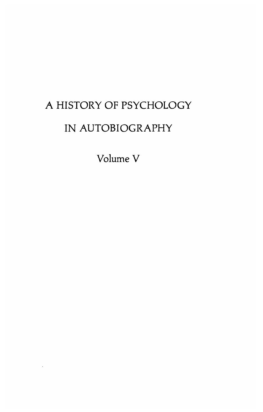 A history of psychology in autobiography, Vol V