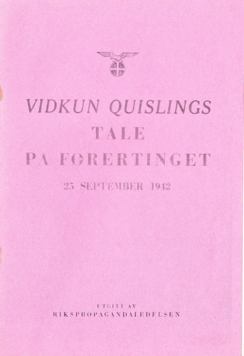 Vidkun Quislings tale på førertinget 25 september 1942