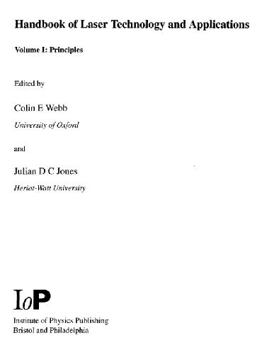 Handbook of laser technology and applications