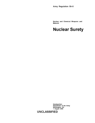 AR 50-5: Nuclear Surety Paperback