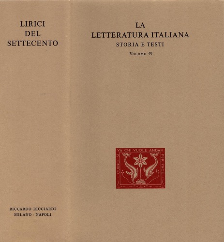 La lettteratura italiana. Storia e tesi. Lirici del Settecento