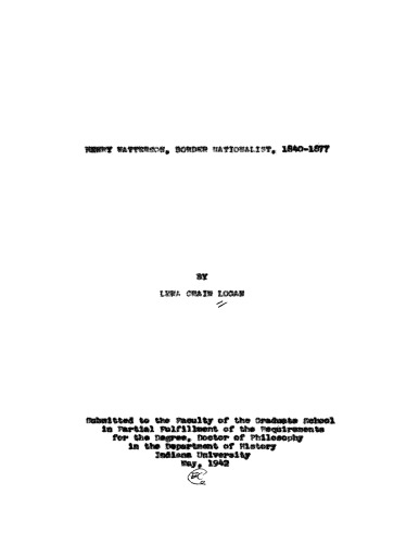 Henry Watterson, border nationalist, 1840–1877