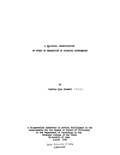 A factorial investigation of speed of perception of stimulus differences