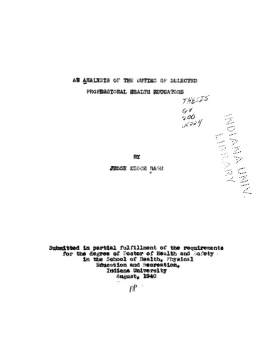 An analysis of the duties of selected professional health educators