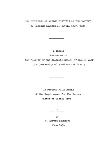 The influence of agency function on the content of process records in social group work