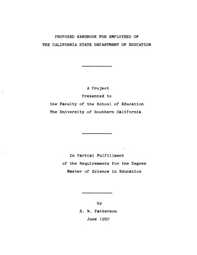 Proposed handbook for employees of the California State Department of Education