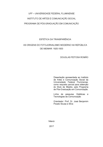 Estética da transparência: As origens do fotojornalismo moderno na república de Weimar: 1925-1933