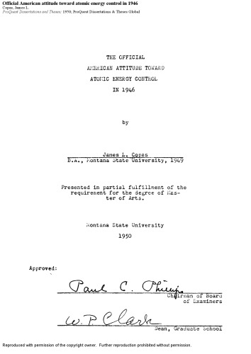 Official American attitude toward atomic energy control in 1946