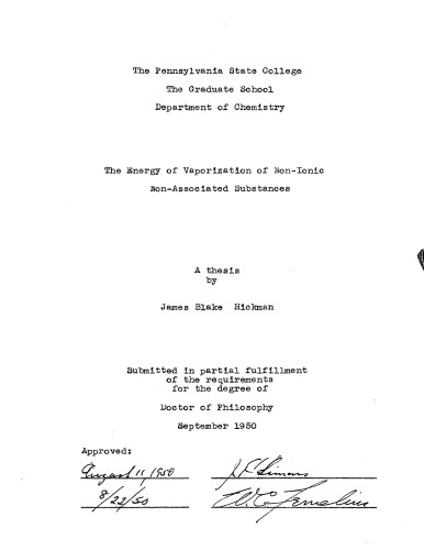 THE ENERGY OF VAPORIZATION OF NON-IONIC NON-ASSOCIATED SUBSTANCES