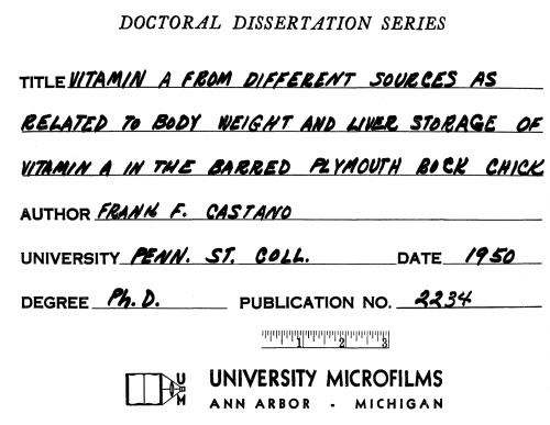 VITAMIN A FROM DIFFERENT SOURCES AS RELATED TO BODY WEIGHT AND LIVER STORAGE OF VITAMIN A IN THE CHICK