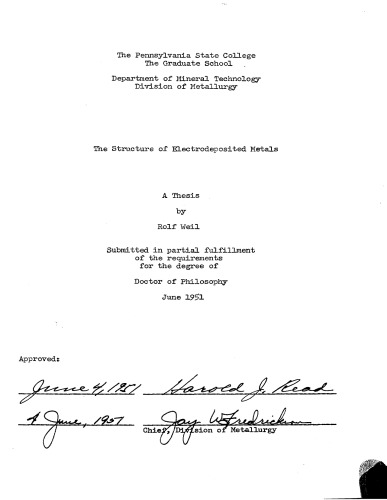 THE STRUCTURE OF ELECTRODEPOSITED METALS