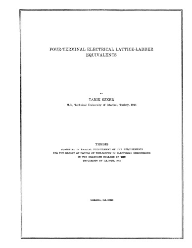 FOUR-TERMINAL ELECTRICAL LATTICE-LADDER EQUIVALENTS