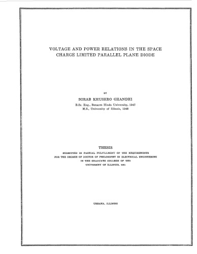 VOLTAGE AND POWER RELATIONS IN THE SPACE CHARGE LIMITED PARALLEL PLANE DIODE