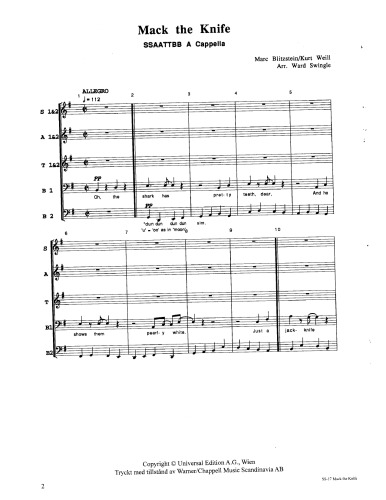 Mack the knife (G) - Coral SATB (Frank Sinatra)