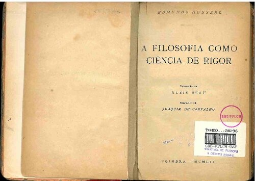 A filosofia como ciência de rigor