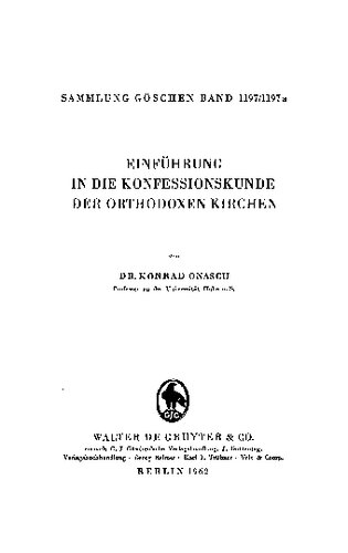 Einführung in die Konfessionskunde der orthodoxen Kirchen