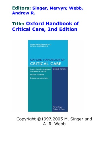 Oxford Handbook Of Critical Care