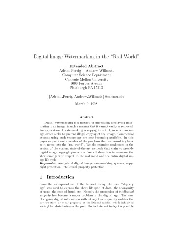 Digital Image Watermarking in the Real World