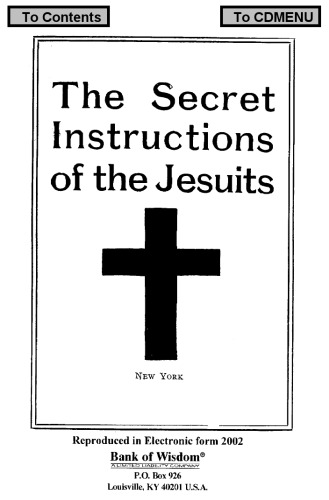 Secret Instructions of the Society of Jesus (version 1)